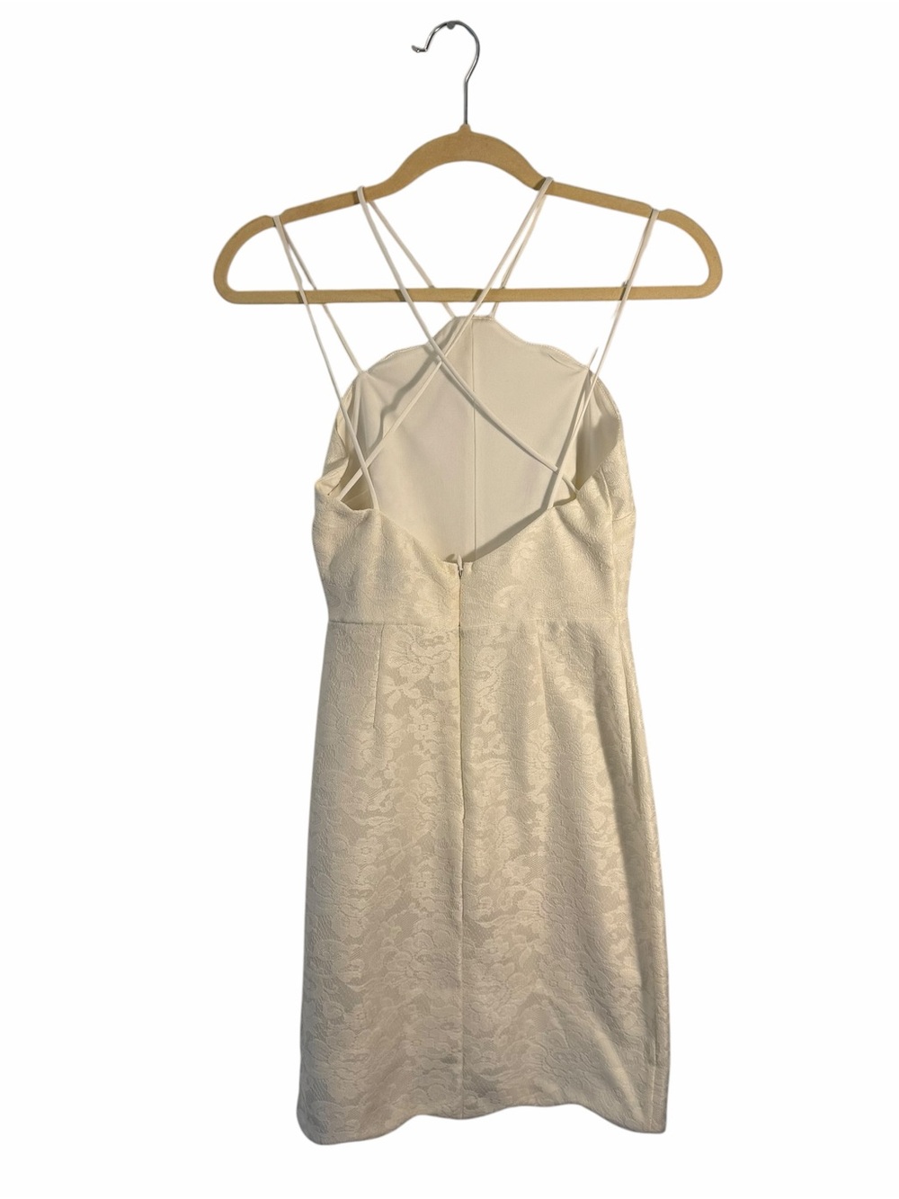 Topshop Ivory Floral Jacquard Strappy Scallop Hem Dress US 2 - Picture 4 of 5